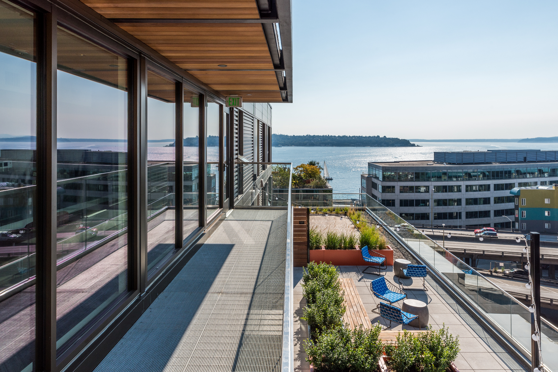 Rooftop deck with Puget Sound view